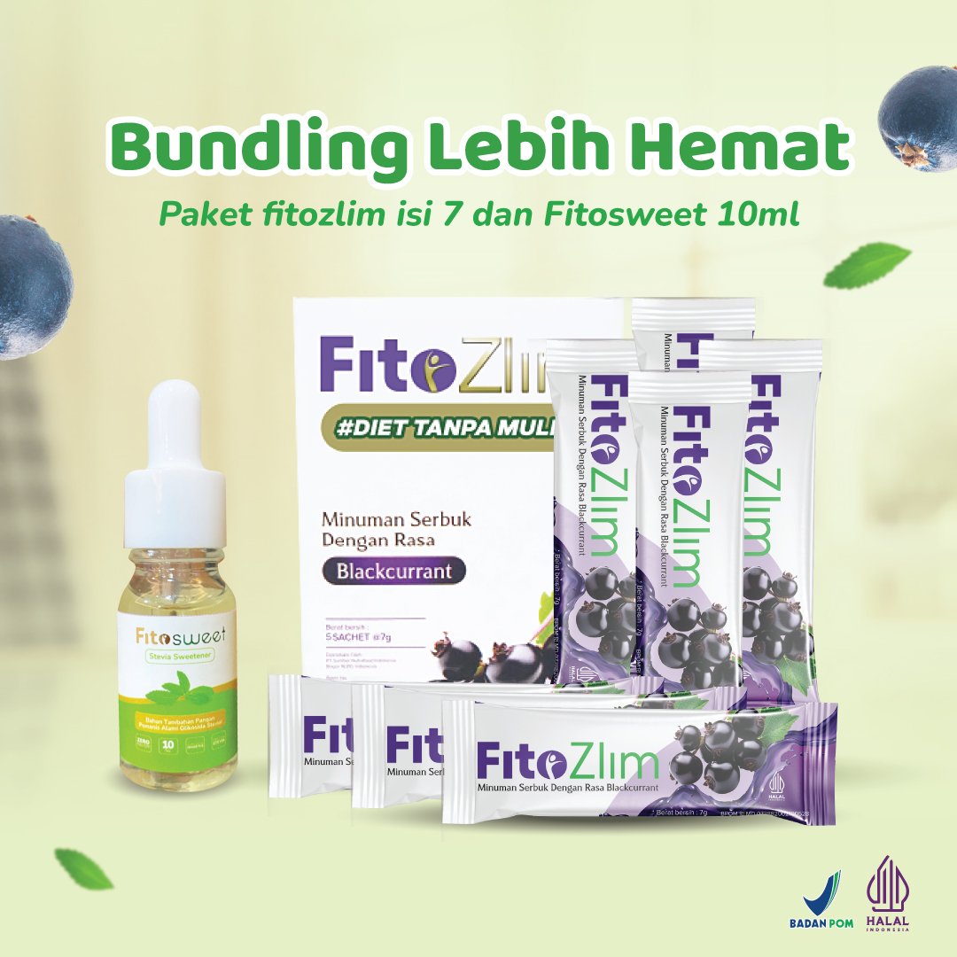Bundling FitoZlim 7 Sachet + FitoSweet 10ml – Paket Hemat Fiber Drink & Stevia Diet Alami